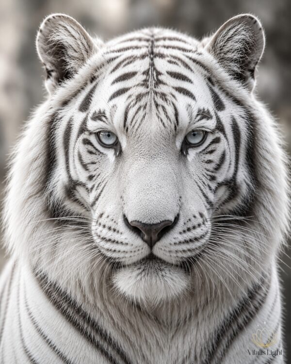 Stoic platinum tiger portrait