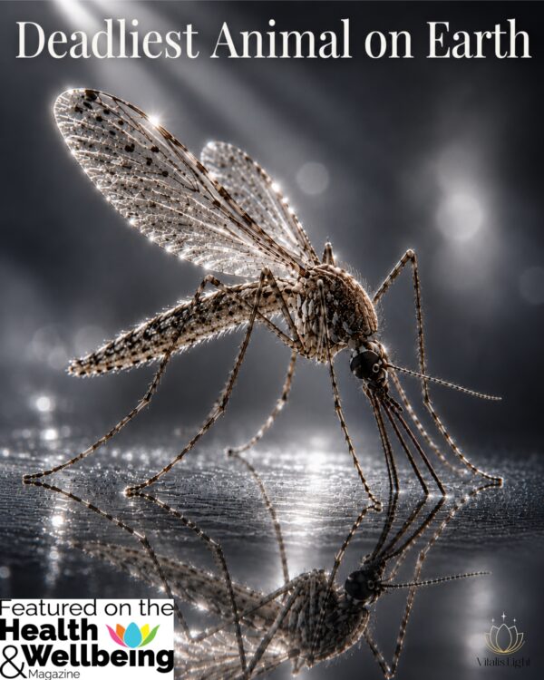 Mosquito on reflective surface dramatic lighting